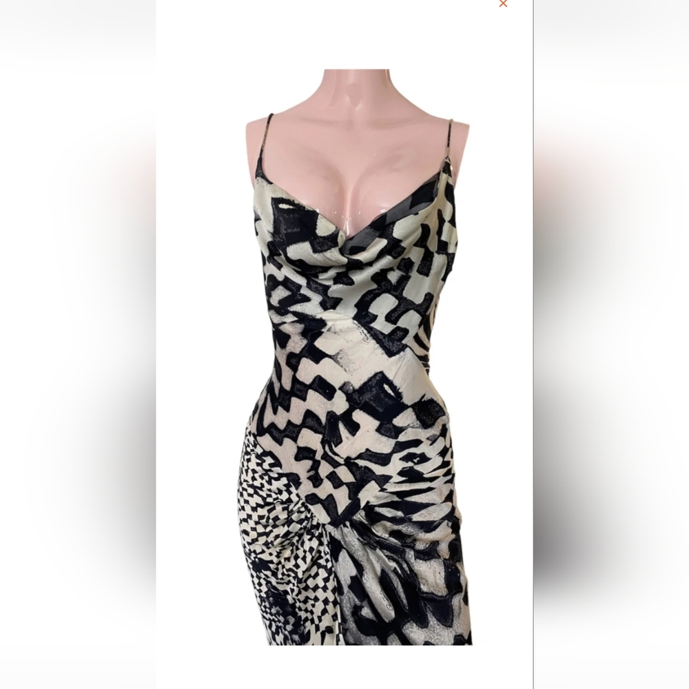 Roberto Cavalli vintage silk maxi dress gown black white - Picture 5 of 5